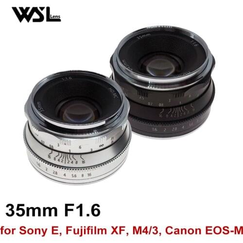 WesleyWSL 35mm F1.6 Camera Lens APS-C Fixed Len for Sony NEX E Fuji XF X Panasonic Olympus M4/3 Canon EOS-M Mount Cameras