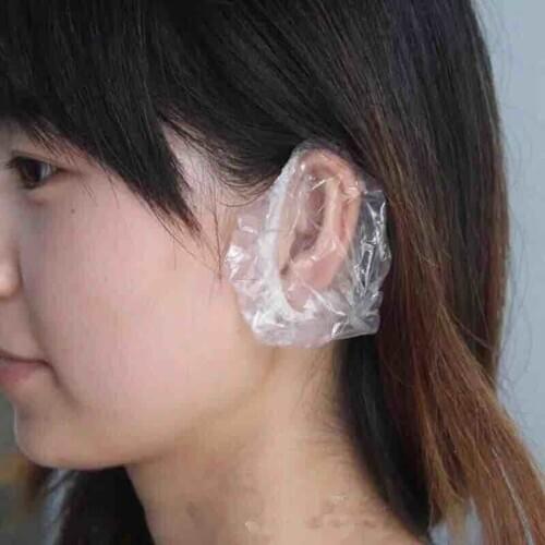 200pcs/pack Clear Disposable Bath Shower Shampoo Ear Cover Supplies Earmuffs