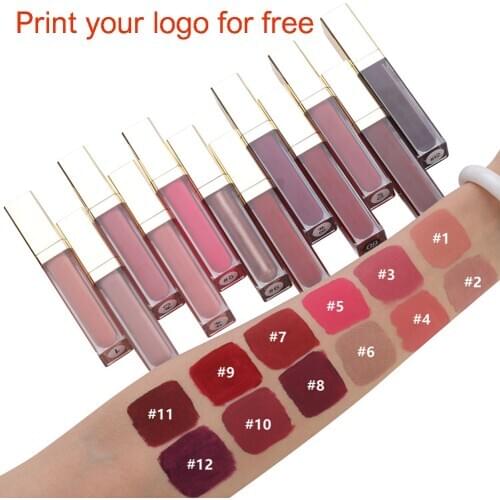Wholesale Makeup 12 colors Matte Moist Liquid Lipstick Velvet Nude 24 Long lasting Waterproof Tint Custom Private Label Vendor