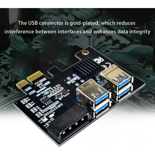 PCI-E 1 to 4 Expansion Card PCI-E 1X to 16X 4 Port Dual Layer USB3.0 Graphics Adapter Expansion Card for BTC Mining