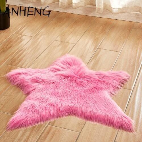 Pentagram Rug floor mat Long Plush Non Slip Rug Mats Hairy Soft Fluffy Faux Fur Carpet Diameter 60For Living Room Bedroom study