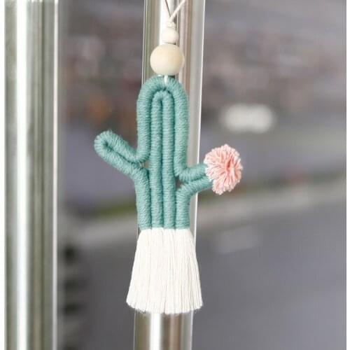 Handmade Weaving Cactus Wall Decor Wall Hanging Ornament Home Decoration Accessories Hanging Pendant for Nursery