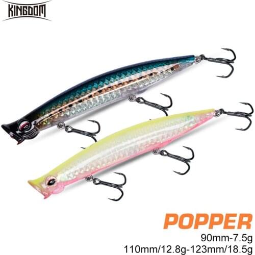 Kingdom Floating Popper Fishing Lures 7.5g 90mm 12.8g 110mm 18.5g 123mm Artificial Wobblers Hard Baits Crankbait Fishing Tackles