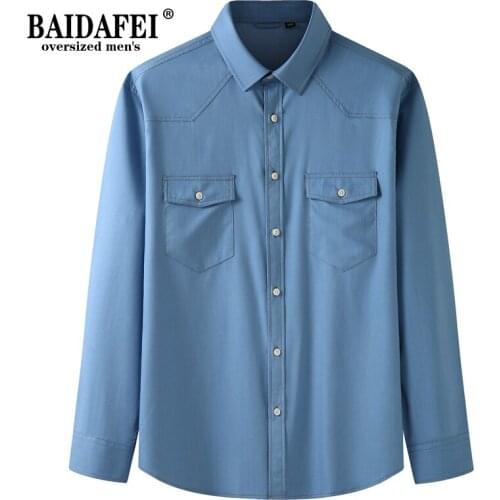 Plus Size 6XL 7XL 8XL 9XL 10XL Mens Standard-Fit Long-Sleeve Wrinkle Resistant Comfort Stretch Oxford Shirt with Easy Care