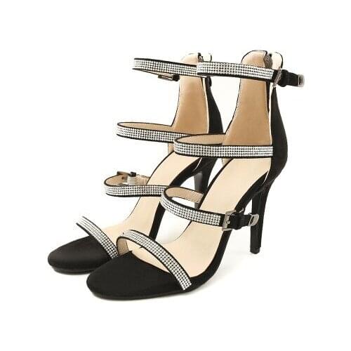 Big Size 9 10 11 12 high heels sandals women shoes woman summer ladies Open-toed slim-heeled diamond sandals