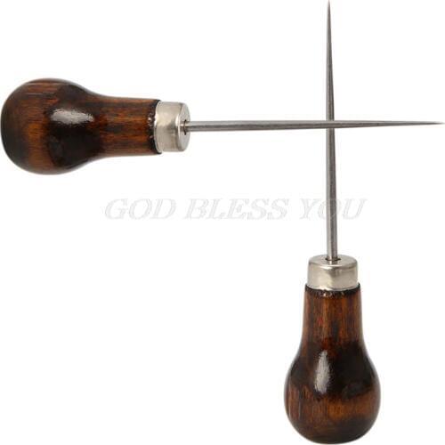 Awl Pricker Hole Maker Tool Punch Sewing Stitching Leather Craft Wooden Handle Drop Shipping