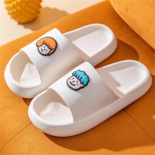 Cartoon Slippers Summer Beach Slides Eva Soft Sole Flat Sandals Women Thick Platform Slippers Couples Bathroom Anti-slip Shoes