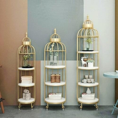 Nordic ironwork birdcage flower stand indoor balcony multi-storey frame living room floor corner decoration shelf organizer