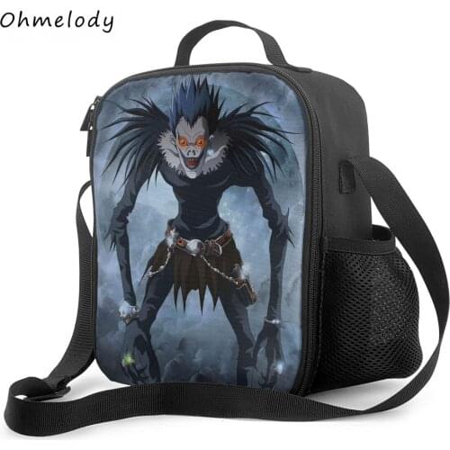 Death Note Anime Boys Girls Lunch Bags for School Cartoon Insulated Crossbody Work Lunch Bags Cooler Bag for Picnic Hiking Party