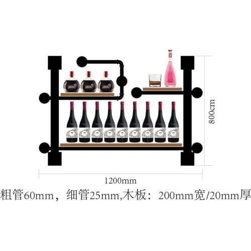 High Grade Iron Pipe And Wood Board Assembly Artistic Wine Rack Set Display Rack Wall Mounted Shelves
