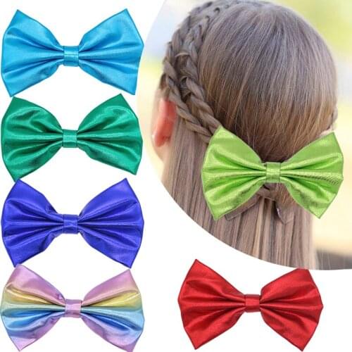 Big Size 15CM Colorful Bronzing Women Bow Hair Clips Hair Accessories Hairpin Kid Handmade Hair Bows For Home Children Headwear