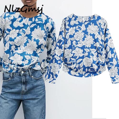 Nlzgmsj Za Blouse Women 2021 Spring Autumn New Fashion Tide Printing Long Sleeve No Deduction Loose Elegant Womens Shirt