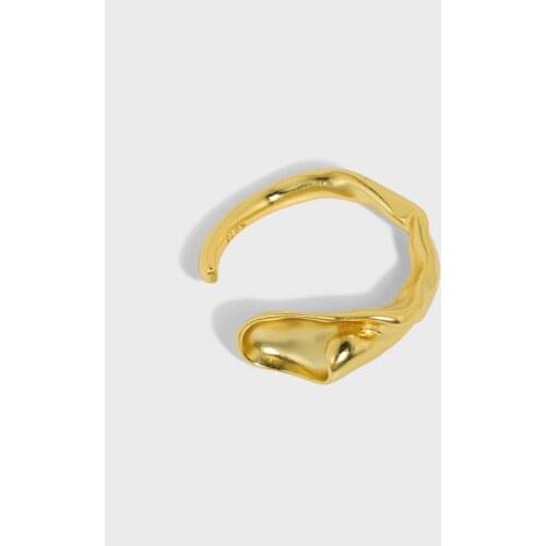 SHANICE 100% 925 Sterling Silver Korean Hollow Irregular Fashion Personality Trendy Fold Open Adjustable Women Party Rings