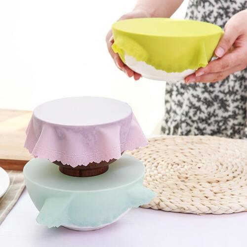 1PC Practical 3 Colors Cute Multi-Functional Reusable Silicone Refrigerator Food Storage Cover Saran Wrap Cling Film 23cm