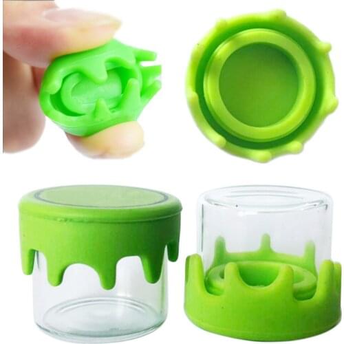 10Pcs 5ml Glass Jars With Silicone Lid Cover Wax Container Kitchen Storage Box Case Jar Bottle Tobacco Herb Smoking Accessories