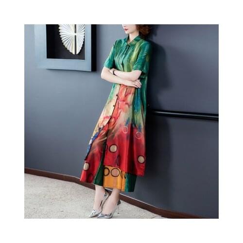 2 Peices Spring Summer Fashion Cardigan Plus Size Women Dresses Loose Wide Leg Pants Print Straight Casual Female Dress Sets