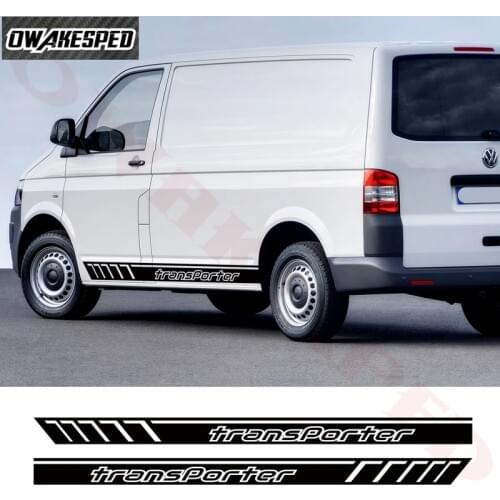 2PCS Car Sport Door Side Skirt Stickers Auto Body Decor Vinyl Decals Exterior Accessories For-Volkswagen TRANSPORTER T4 T5 T6