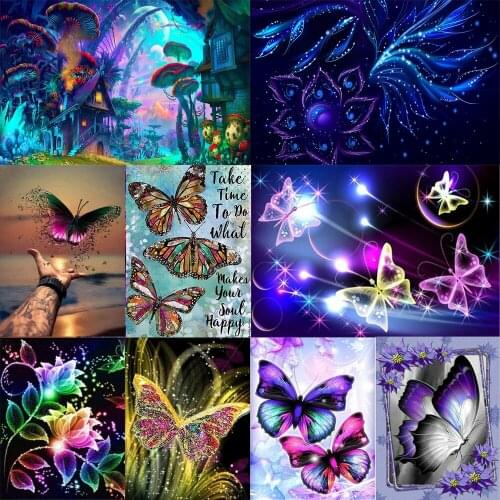 5D DIY Art Diamond Painting Forest Butterfly Pattern Diamond Mosaic Full Embroidery Home Decoration Room Decoration