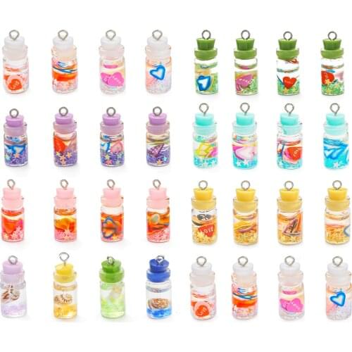 6pcs New Sequins Bottle Resin Earring Charms Drinking Bottle for Necklace Pendant Jewelrry Findings Floating Charm