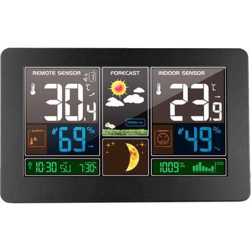 FanJu Weather Station Digital Alarm Clock Temperature Humidity Meter USB Thermometer Hygrometer Barometer Outdoor Sensor