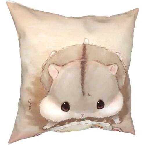 Cute hamster decorative cushion cover animal cute pet cushion cover 45cm linen pillow residential culture