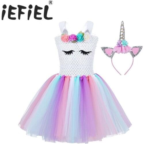 Children Girls Princess Cosplay Costumes Dress for Kids Halloween Costume Knee Length Dress Up Fancy Party Carnival Clothes