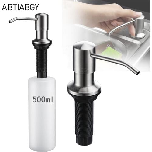 500ml 304 Stainless Steel Kitchen Sink Liquid Soap Dispenser Brushed Nickel Detergent Hand Pumps Dispenser Deck Mount