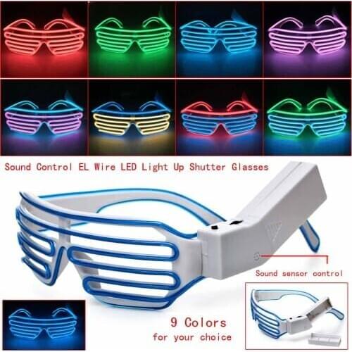 EL Neon Party Glasses EL Wire Neon LED Sunglasses Light Up Glasses Rave Costume Party DJ SunGlasses Birthday Party Decor
