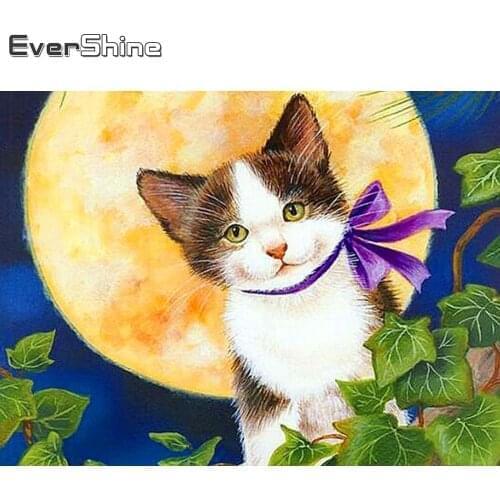 Evershine Cat Diamond Embroidery Diamond Painting Full Square Animals Rhinestones Pictures Diamond Art Living Room Wall Decor