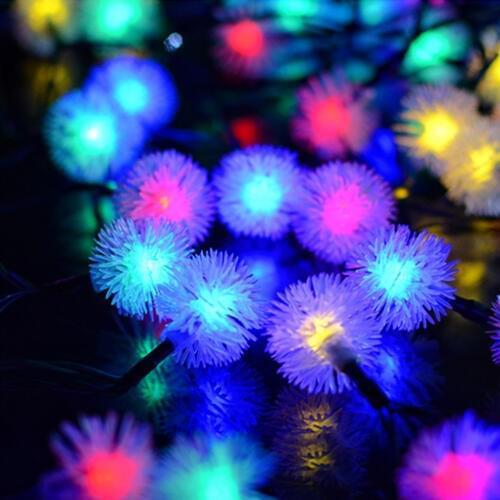 Solar 20/30/50/60 Furry Balls String Light outdoor lamp for Garden Courtyard Decoration Christmas Bedroom Patio Wedding Party