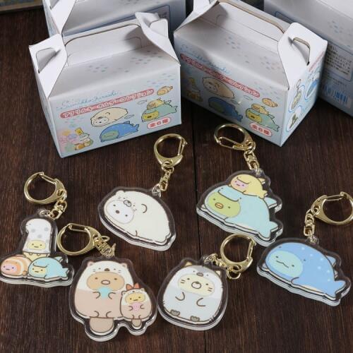 6pcs/lot Corner creature sea creature penguin polar bear keychain pendant birthday gift wj01