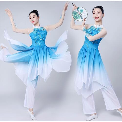 Chinese style Hanfu classical dance costume adult female square dance Yangge costumes fan dance set