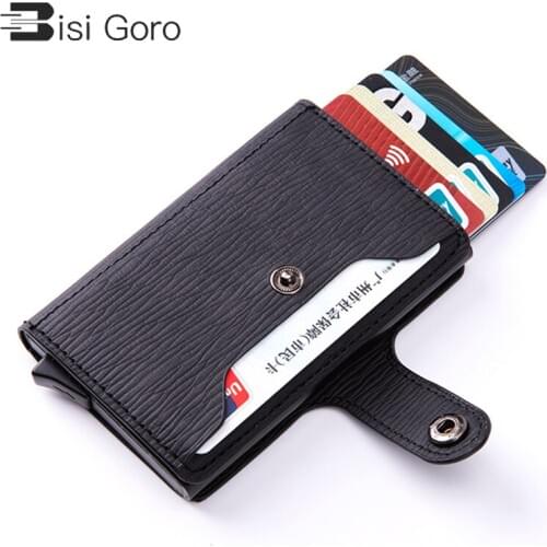 BISI GORO Aluminum Wallet RFID Blocking Automatic Business Credit Card Holder Colorful Box Anti-theft Protector Men Women Purse