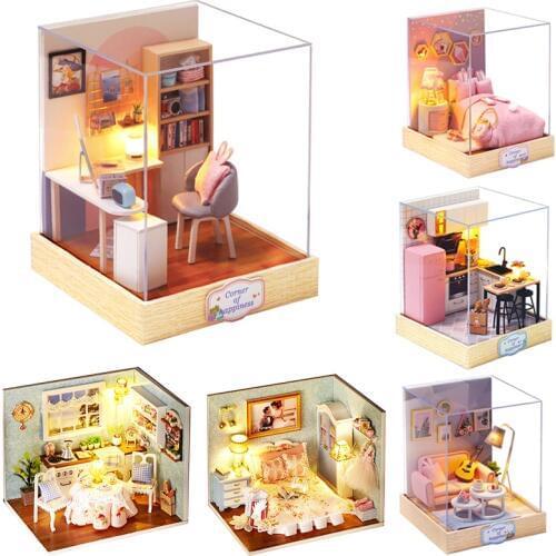 Cutebee Doll House Furniture Miniature Dollhouse DIY Miniature House Room Box Theatre Toys for Children DIY Dollhouse H012