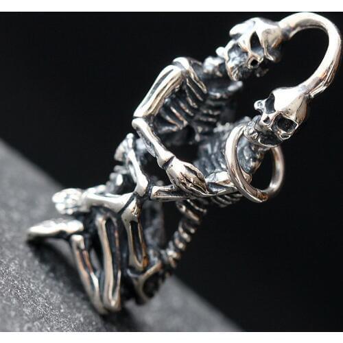 Ecoworld Ge jewelry wholesale 925 Sterling Silver Pendant couple Skull Skeleton Vintage Mens Silver Pendant