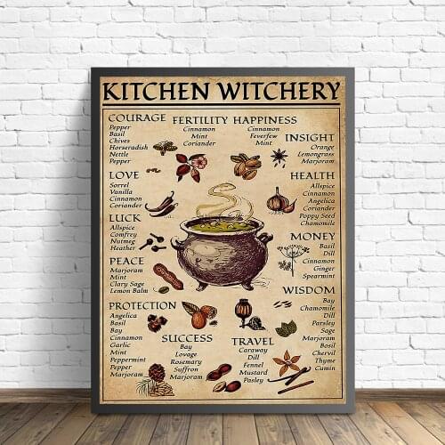 Kitchen Witchery Funny Posters and Prints Decoration Canvas Wall Pictures Witches Magic Knowledge Art Painting Gifts Home Decor