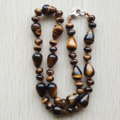 2016 new fashion hot selling high quality natural tiger eye stone water drop beads pendants & necklace jewelry free shipping