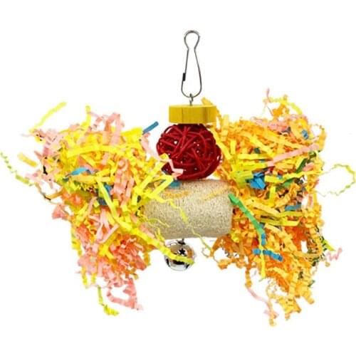 2021 New 5Pcs Bird Parrot Shredding Toys Chewing Foraging Hanging Cage Shredder Bell Toys