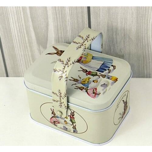 Easter Rabbit Tote Tin Box Jewelry Box Storage Organizer Case Iron Box Candy Container Gift Box for Easter favor