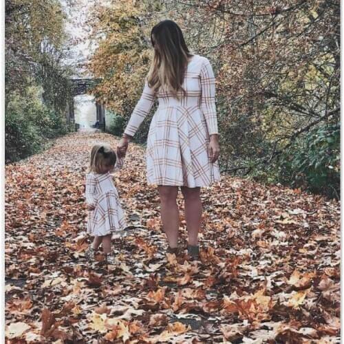 Mommy and me dresses dress dress mom and daughter matching 2018 new Outfits Plaid Daughter Tiny Cottons atummn Winter Dresses