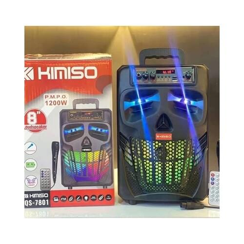 Kimiso outdoor portable trolley bluetooth speaker 8 inch high power with microphone family karaoke music center column bass/FM