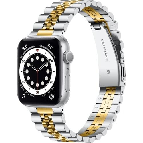For iwatch SE Iwatch 6 5 4 44mm 40mm band man women Plush Business strap for appl watch bands Stainless Steel bracelet