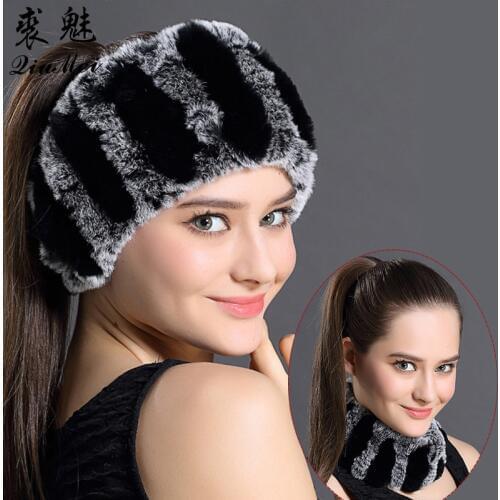 QiuMei Rex Rabbit Fur Scarf Women Winter Scarves Hair Band Fashion Trendy Warm Scarf 2018 New Elegant Casual Scarves