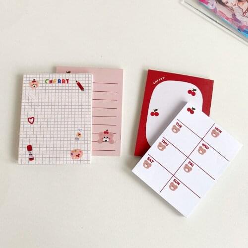 Ins cute cherry bear memo pad can be tearable and portable message note sticky note memo notebook