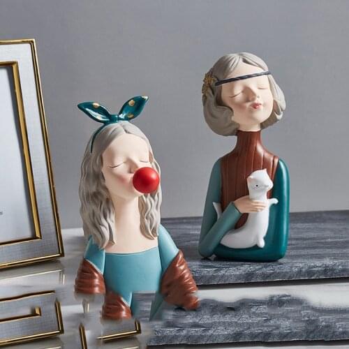 Nordic Luxury Bubble Girls Resin Statue Accessories Home Livingroom Desktop Sculpture Decoration Coffee Table Figurines Crafts