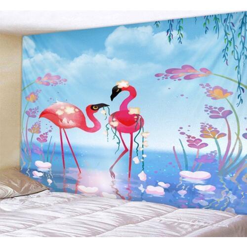 Nordic Flamingo Tapestry Bird Wall hanging Tapestries Floral Home Decor Beach Towel Yoga Mat Picnic Blanket Table Cloth