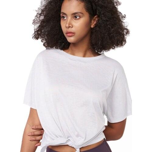 UA_ROCK Sports Women Loose Bandage Short-Sleeve Yoga Shirt Quick-Drying Running Training Fitness Breathable Thin Dance Top