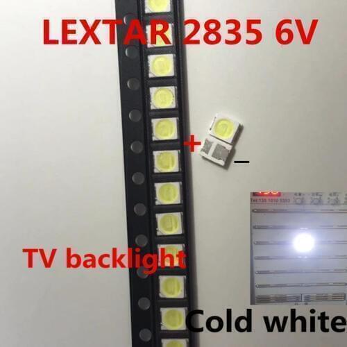 100 PCS Original LEXTAR 2835 3528 1210 6V 2W SMD LED For Repair TV Backlight Cold white LCD Backlight LED