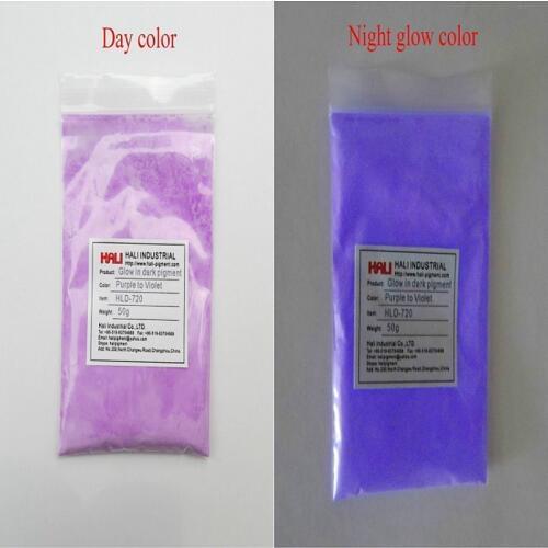 Glow in dark pigment powder,photoluminescent powder,luminous powder,item:HLD-720,glowing color:violet,1lot=50g,free