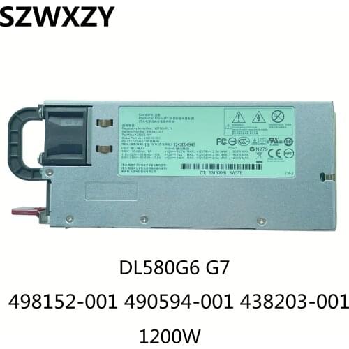 SZWXZY Original For HP DL580G6 G7 1200W Server Power Supply HSTNS-PL11 498152-001 490594-001 438203-001 Mining PSU Full Tested